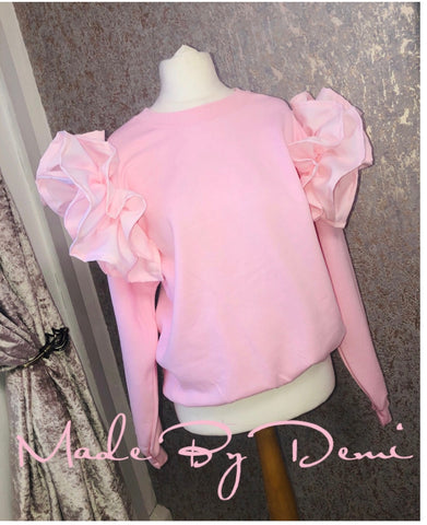 Pale pink ruffle jumper 💕